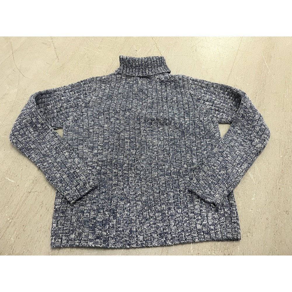 Tribal Sweater Womens‎ XL Blue White Marled Ribbed Knit Turtleneck Long Sleeve